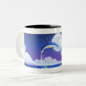 2つは水のイルカの素早く書き留めをボトルゆっくり進ました ツートーンマグカップ (正面左)