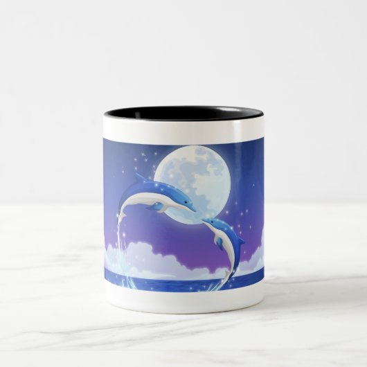 2つは水のイルカの素早く書き留めをボトルゆっくり進ました ツートーンマグカップ (中央)