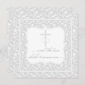 2つは1キリスト教の結婚式の銀になります 招待状 (正面/裏面)