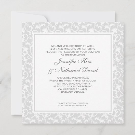 2つは1キリスト教の結婚式の銀になります 招待状 (裏面)