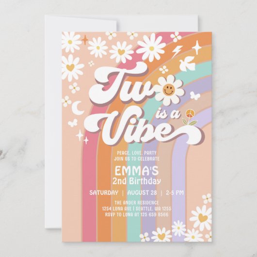 2つはVibe 2nd Groovy Rainbow誕生日 招待状 (正面)