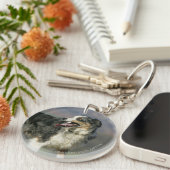 2つを喘いでいるボーダーコリー キーホルダー (正面右)