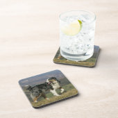 2つを喘いでいるボーダーコリー コースター (右側)