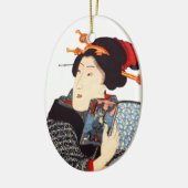 2つを読んでいる日本のな女性 セラミックオーナメント (左)