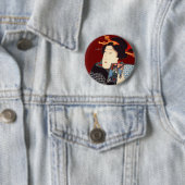 2つを読んでいる日本のな女性 缶バッジ (インサイチュ)