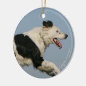 2つを走っているボーダーコリー セラミックオーナメント (左)