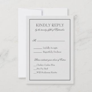 2つエレガントとスクリプ縁ど文字付きRSVP 出欠カード