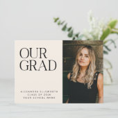 2つエレガントの写真モダンアイボリーシンプル卒業 案内状 (スタンド正面)