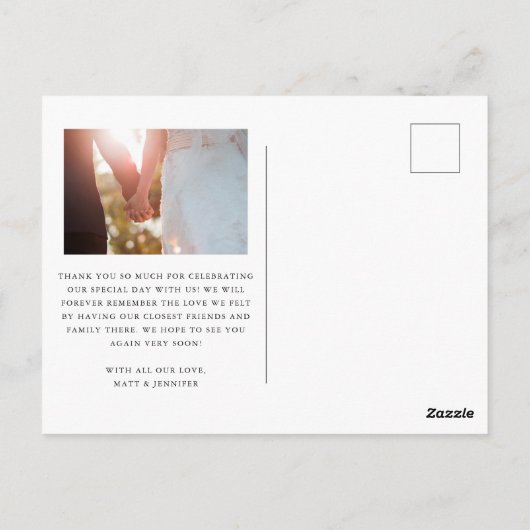 2つモダンの写真結婚の愛と感謝していの ポストカード (裏面)