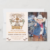 2つ不気味の2つの誕生日ウェスタンパーティー写真 招待状 (正面)
