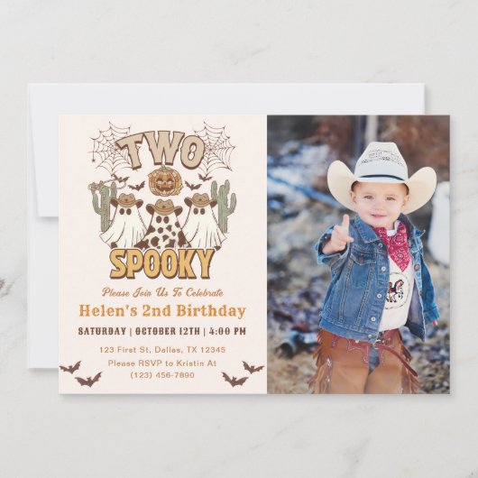 2つ不気味の2つの誕生日ウェスタンパーティー写真 招待状 (正面)