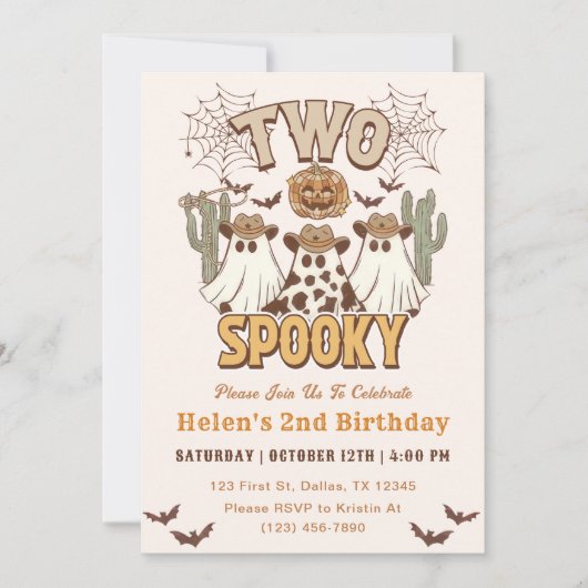 2つ不気味の2つの誕生日ウェスタンパーティー 招待状 (正面)