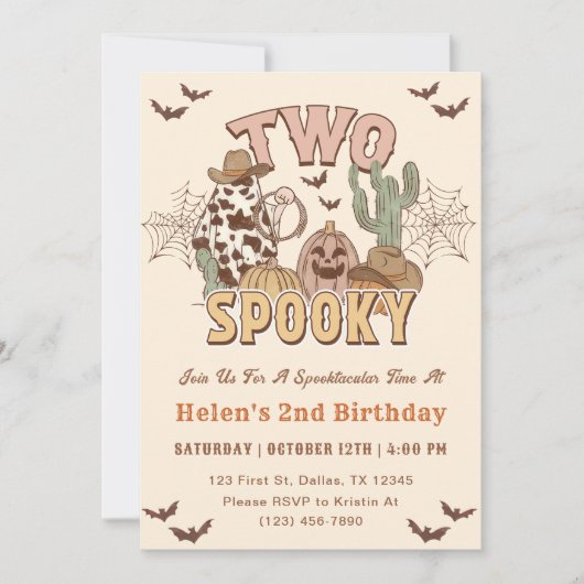 2つ不気味の2つの誕生日ウェスタンパーティー 招待状 (正面)
