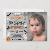 2つ不気味!ハロウィーン2回目の誕生日の写真 招待状 (正面)