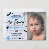 2つ不気味!Boys Halloween 2nd Birthday Photo 招待状 (正面)