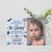 2つ不気味!Boys Halloween 2nd Birthday Photo 招待状 (スタンド正面)