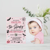 2つ不気味!Girls Halloween 2nd Birthday Photo 招待状 (スタンド正面)