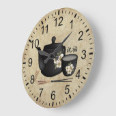 2つ中国のの"s"の賛美お茶 ラージ壁時計 (傾斜)