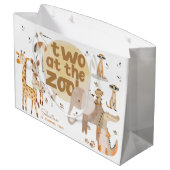 2つ動物園サファリ第2動物子供の誕生日 ラージペーパーバッグ (裏面アングル)