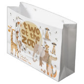 2つ動物園サファリ第2動物子供の誕生日 ラージペーパーバッグ (正面アングル)