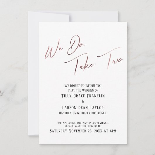 2つ取る:遅延結婚の発表 招待状 (正面)