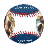 2つ最高のの写真ファースト父の日ブルー 野球ボール (裏面)