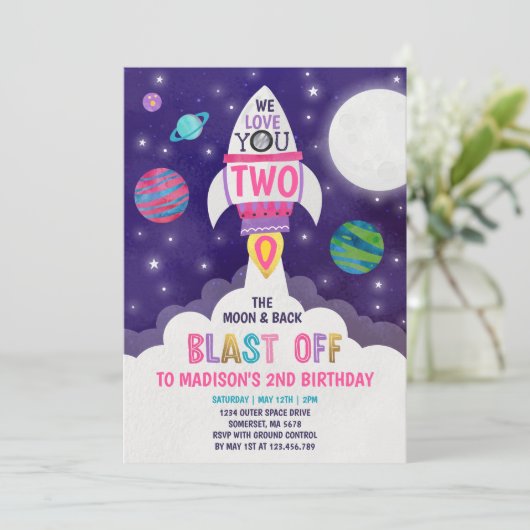 2つ月の誕生日招待状2つ月に愛された 招待状 (スタンド正面)