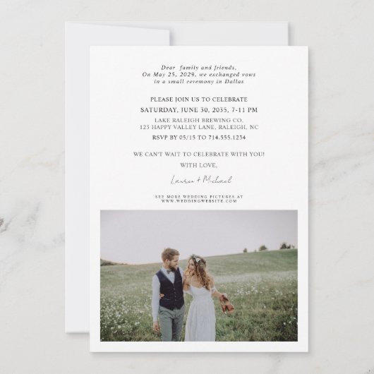 2つ祝の写真のウェディングレセプションと 案内状 (裏面)