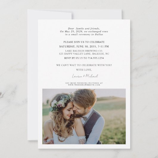 2つ祝の写真のウェディングレセプションと 案内状 (裏面)