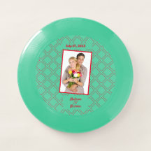 2つ結婚の写真の名前Date Diamond Pattern Green