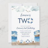 2つ航海のの2番目の2番目の誕生日招待状 招待状 (正面)