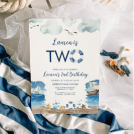 2つ航海のの2番目の2番目の誕生日招待状 招待状