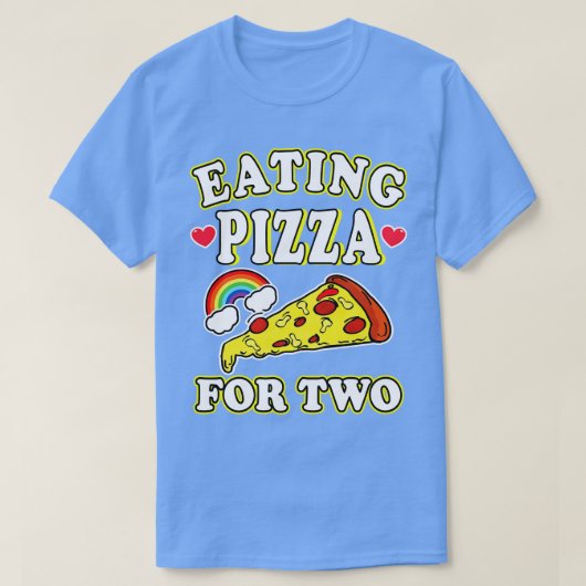 2つ食べのピザ Tシャツ (デザイン正面)