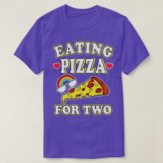 2つ食べのピザ Tシャツ (デザイン正面)