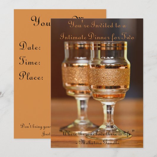 2のための親密な夕食 招待状 (正面/裏面)