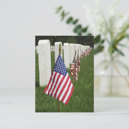 2のアメリカのアメリカ人退役軍人の墓のアメリカ国旗 ポストカード (スタンド正面)