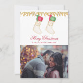 2の家族 – 水彩モノグラムストッキング写真 シーズンカード (正面)