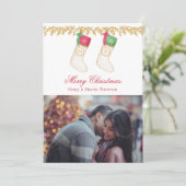 2の家族 – 水彩モノグラムストッキング写真 シーズンカード (スタンド正面)