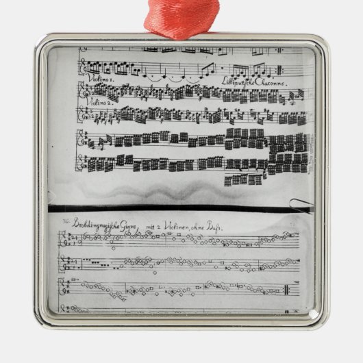 2のTelemannの続きのための音楽スコア メタルオーナメント (正面)