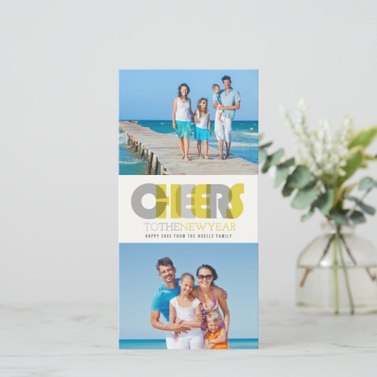 2はっきりした年モダンの新しい写真コラージュへの応援 シーズンカード (スタンド正面)