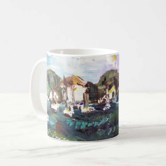 #2を絵を描く置n湾のエリー湖の島 コーヒーマグカップ (正面左)