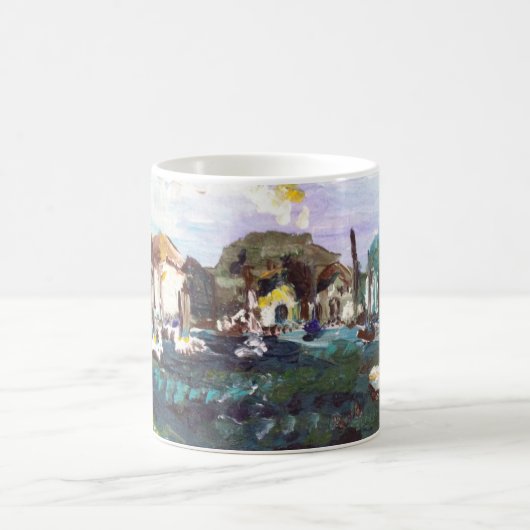 #2を絵を描く置n湾のエリー湖の島 コーヒーマグカップ (中央)