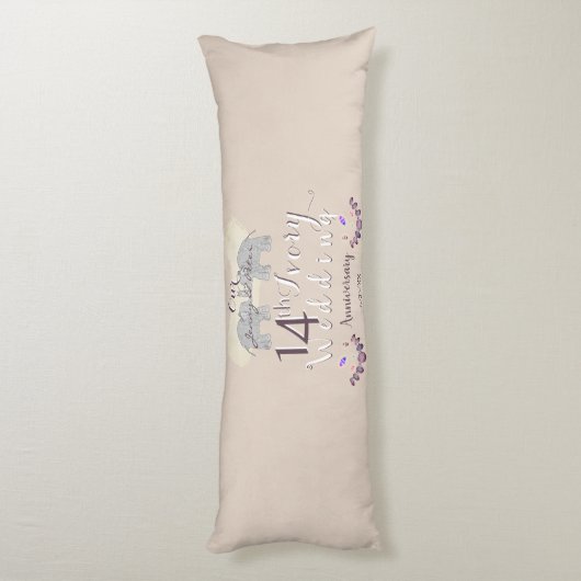 2アイボリー14結婚周年ハート枠 ボディピロー (裏面 (縦))