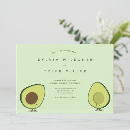 2アボカドハーフグリーンイラストレーション結婚ズ 招待状 (スタンド正面)