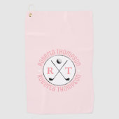 2イニシャルモノグラムフェミニンピンク ゴルフタオル (正面)