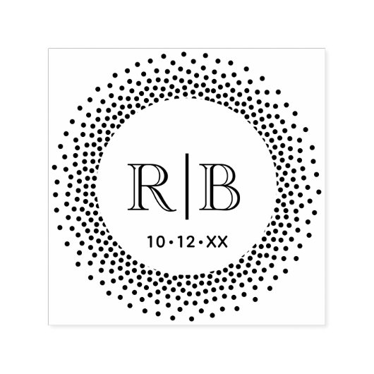 2イニシャルモノグラム丸点々のある点フレーム#2C セルフインキングスタンプ (デザイン)