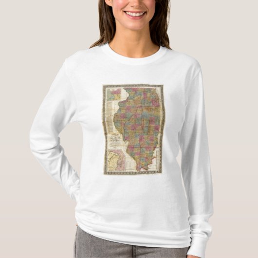 2イリノイ州の新しい部門別の地図 Tシャツ (正面)