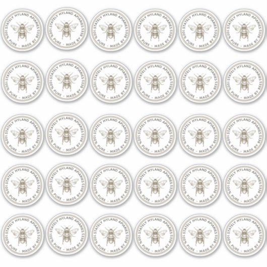 2インチのビニール製メイスンジャーヴィンテージビー蜂蜜ラベル シール (正面)