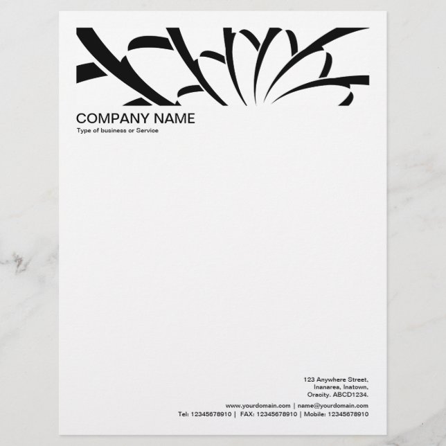 2インチ見出し1/2インチ縁ど – 幾何花 レターヘッド (正面)