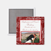 2インチ×2インチ アナウンスメント マグネット クリスマス レッド スノーフレーク (正面/裏面)